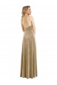 High Neck Long Stretch Velvet Champagne Sleeveless Semi Formal Evening Dress / Prom Dress / Bridesmaid Dress Victoria