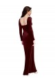 Square Neck Long Stretch Velvet Burgundy Long Sleeves Prom Dress / Bridesmaid Dress Victoria