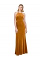 High Neck Long Stretch Velvet Gold Sleeveless Formal Evening Gown / Prom Dress / Bridesmaid Dress Victoria