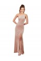 One Shoulder Long Stretch Velvet Pink Sleeveless Black Tie Evening Gown / Prom Dress / Bridesmaid Dress Victoria
