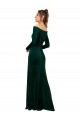 Off the Shoulder Long Stretch Velvet Dark Green Long Sleeves Formal Evening Gown / Prom Dress / Bridesmaid Dress Victoria