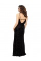 V-Neck Long Floral Velvet & Stretch Velvet Black Sleeveless Bridesmaid Dress Victoria