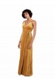 V-Neck Long Stretch Velvet Gold Sleeveless Black Tie Evening Gown / Prom Dress / Bridesmaid Dress Victoria