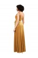 V-Neck Long Stretch Velvet Gold Sleeveless Black Tie Evening Gown / Prom Dress / Bridesmaid Dress Victoria