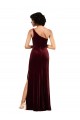 One Shoulder Long Stretch Velvet Burgundy Sleeveless Formal Evening Gown / Prom Dress / Bridesmaid Dress Victoria