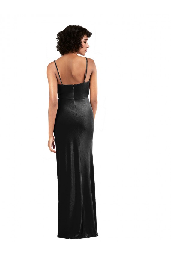 Cowl Neck Long Stretch Velvet Black Sleeveless Black Tie Evening Gown / Prom Dress / Bridesmaid Dress Victoria