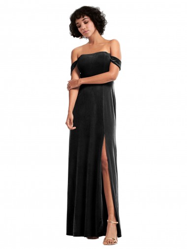 Strapless Long Stretch Velvet Black Sleeveless Formal Evening Gown / Prom Dress / Bridesmaid Dress Victoria