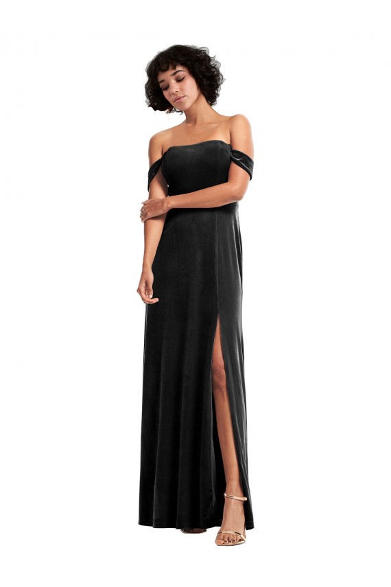 Strapless Long Stretch Velvet Black Sleeveless Formal Evening Gown / Prom Dress / Bridesmaid Dress Victoria