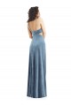 Square Neck Long Stretch Velvet Dusty Blue Sleeveless Formal Evening Gown / Prom Dress / Bridesmaid Dress Victoria
