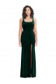 Square Neck Long Stretch Velvet Dark Green Sleeveless Semi Formal Evening Dress / Prom Dress / Bridesmaid Dress Victoria
