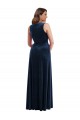 V-Neck Long Stretch Velvet Dark Navy Sleeveless Formal Plus Size Evening Gown / Prom Dress / Bridesmaid Dress Victoria