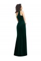 One Shoulder Long Stretch Velvet Dark Green Sleeveless Black Tie Prom Dress / Bridesmaid Dress Victoria