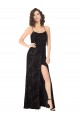 Cowl Neck Long Floral Velvet & Stretch Velvet Black Sleeveless Bridesmaid Dress Victoria