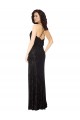 Cowl Neck Long Floral Velvet & Stretch Velvet Black Sleeveless Bridesmaid Dress Victoria