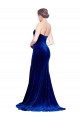 Strapless Sweep Train Stretch Velvet Royal Blue Sleeveless Formal Evening Gown / Prom Dress / Bridesmaid Dress Victoria