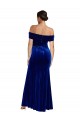 Off the Shoulder Long Stretch Velvet Royal Blue Sleeveless Formal Evening Gown / Prom Dress / Bridesmaid Dress Victoria