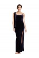Square Neck Long Stretch Velvet Dark Navy Sleeveless Formal Evening Gown / Prom Dress / Bridesmaid Dress Victoria