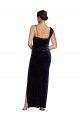 Square Neck Long Stretch Velvet Dark Navy Sleeveless Formal Evening Gown / Prom Dress / Bridesmaid Dress Victoria