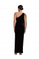 One Shoulder Long Stretch Velvet Black Sleeveless Formal Evening Gown / Prom Dress / Bridesmaid Dress Victoria