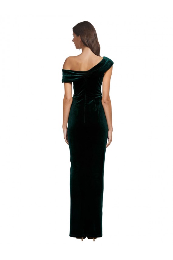 Sweetheart Long Stretch Velvet Dark Green Sleeveless High Low Evening Gown / Prom Dress / Bridesmaid Dress Victoria