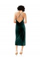 Cowl Neck Midi Length Stretch Velvet Dark Green Sleeveless Formal Dress / Bridesmaid Dress Victoria